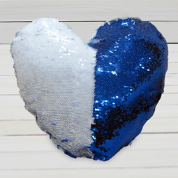 Подушка хамелеон сердце синяя 40х40