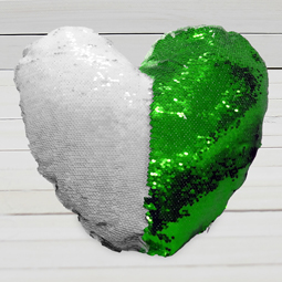 Подушка хамелеон сердце зеленая 40х40
